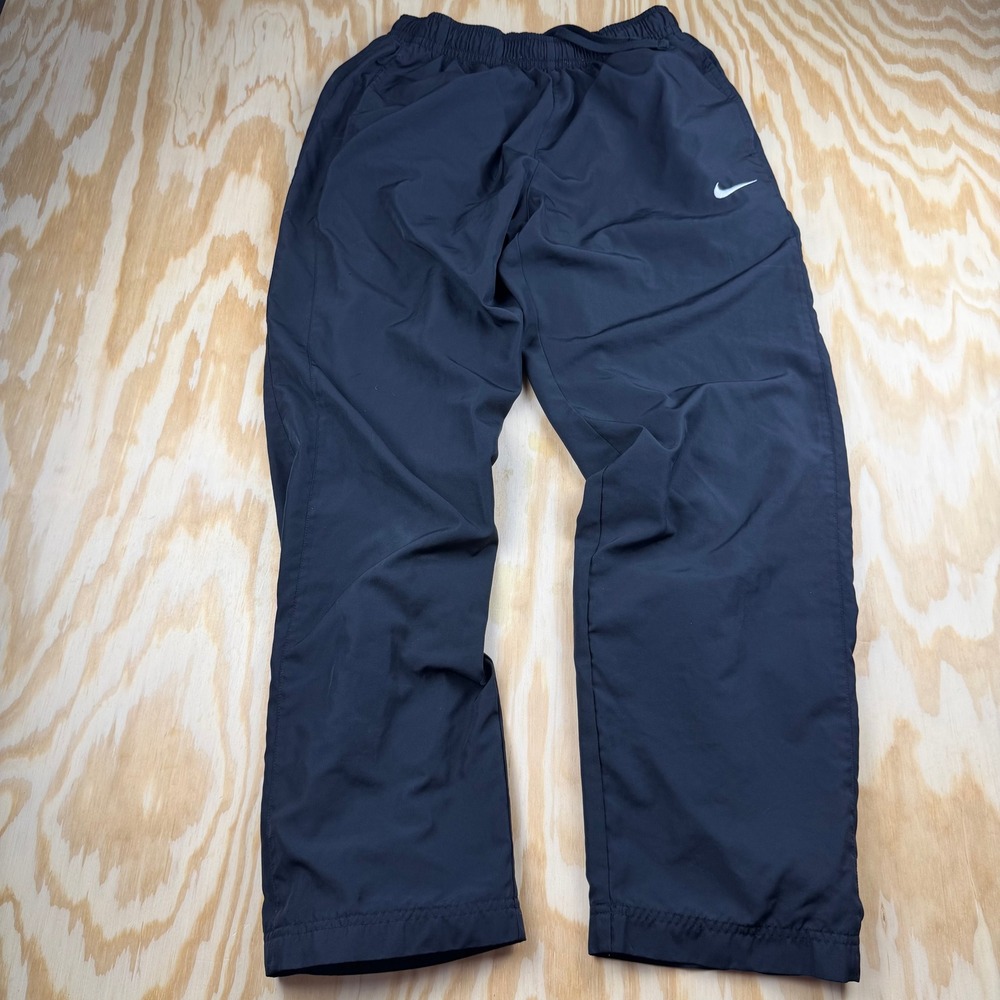 Nike Mens Black Mesh Lined Track Pants Elastic Waist Drawstring Size Medium